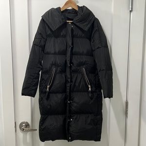 Long Black Puffer Coat Filling 100% Feather in Size XS